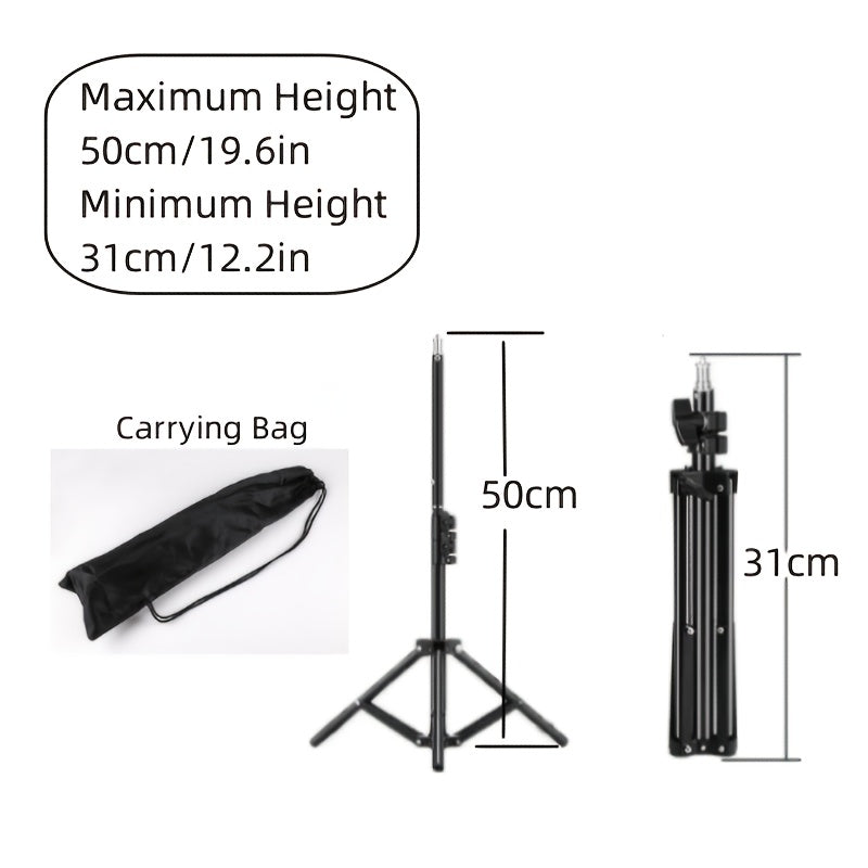 [Portable Light Stand Tripod] RP01-B Portable And Lightweight Photography Light Stand Tripod, Suitable for Softboxes, Video Flashes, And Reflector Fill Lighting in Photo Studios, Compatible with Multi-Size Background Stands [50Cm(19.68In)/110Cm(43.3In)/16