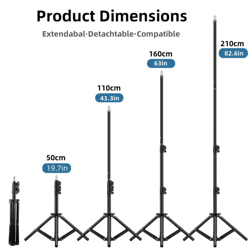 [Portable Light Stand Tripod] RP01-B Portable And Lightweight Photography Light Stand Tripod, Suitable for Softboxes, Video Flashes, And Reflector Fill Lighting in Photo Studios, Compatible with Multi-Size Background Stands [50Cm(19.68In)/110Cm(43.3In)/16