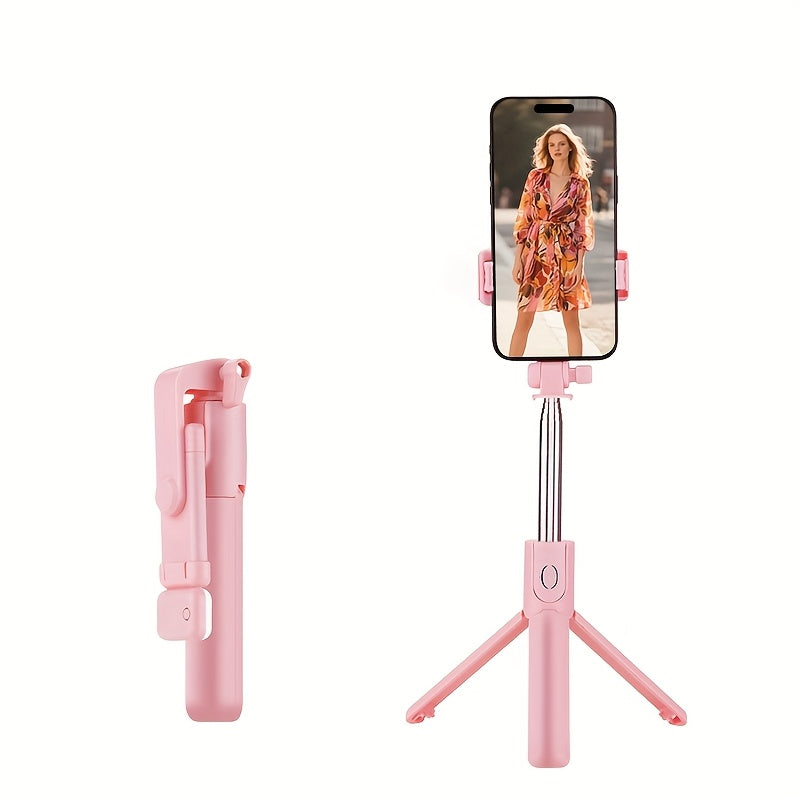 Expandable Selfie Stick for Phones Featuring an Integrated Fill Light, Designed for Professional Live Streaming. This Wireless Remote-Controlled Tripod Rotates 360° And Is Perfect for Hiking, Travel, Vlogging, And Outdoor Activities