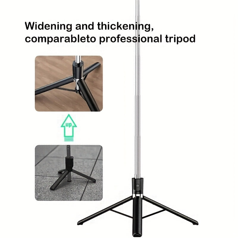 68 Inch Retractable Selfie Stick Professional Floor Tripod for Live Streaming, with Wireless Remote, 360° Rotation, Stable Anti-shake Design. Ideal for Travel Vlogs & Outdoor Live Streaming. Compatible with iPhone/Android Smartphones