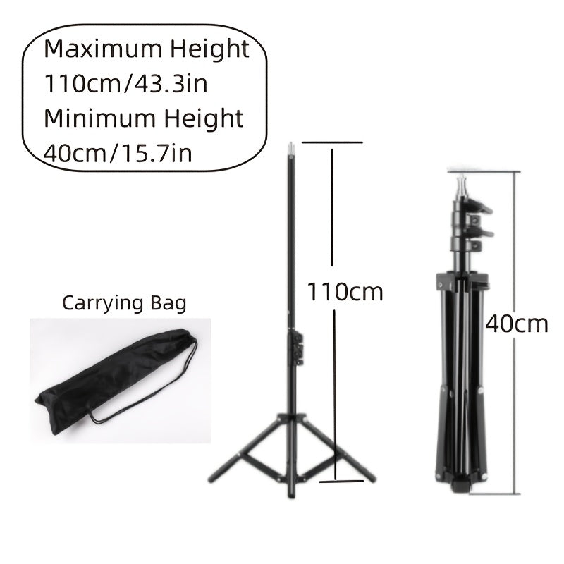 [Portable Light Stand Tripod] RP01-B Portable And Lightweight Photography Light Stand Tripod, Suitable for Softboxes, Video Flashes, And Reflector Fill Lighting in Photo Studios, Compatible with Multi-Size Background Stands [50Cm(19.68In)/110Cm(43.3In)/16
