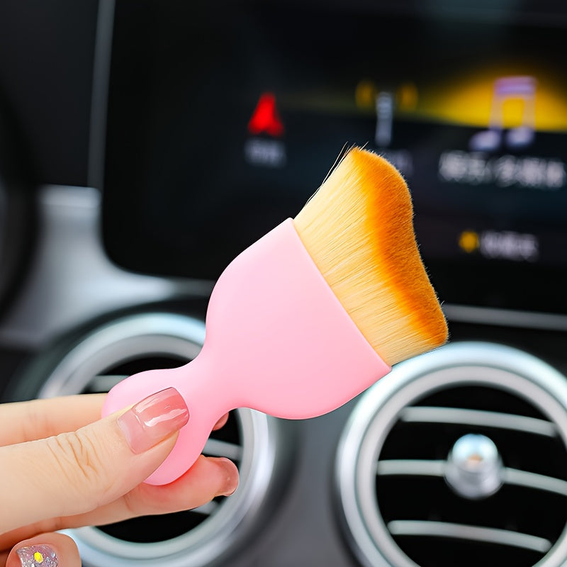 1pc Ultra-Soft Pink Car Detailing Brush with White Bristles - Interior Cleaning & Air Vent Dust Removal Tool for Easy Maintenance, Interior Maintenance | Compact Cleaning Tool | Easyclean Material, Car Cleaning Accessories