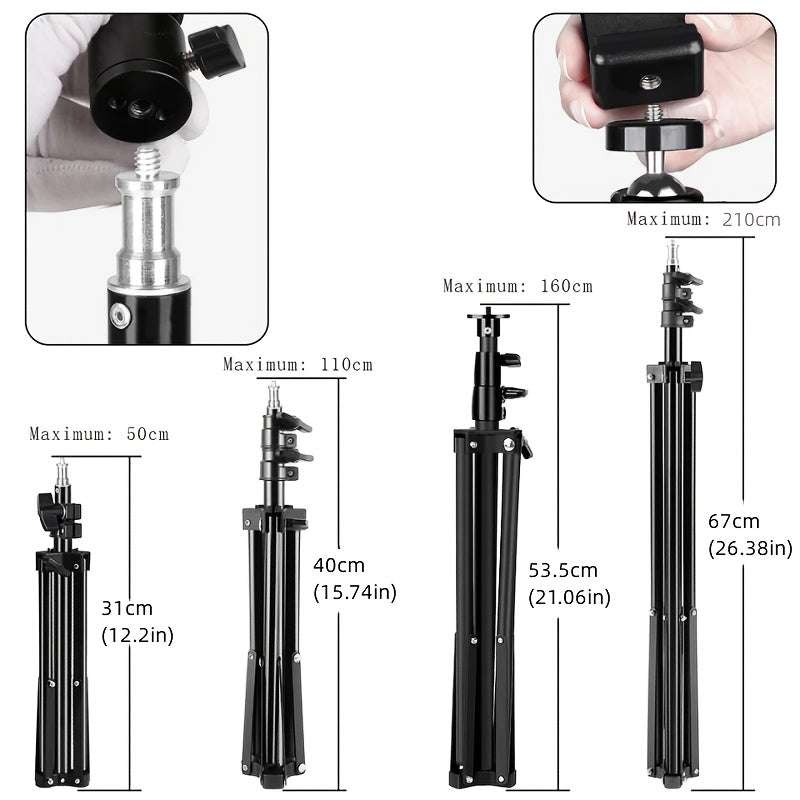 [Portable Light Stand Tripod] RP01-B Portable And Lightweight Photography Light Stand Tripod, Suitable for Softboxes, Video Flashes, And Reflector Fill Lighting in Photo Studios, Compatible with Multi-Size Background Stands [50Cm(19.68In)/110Cm(43.3In)/16