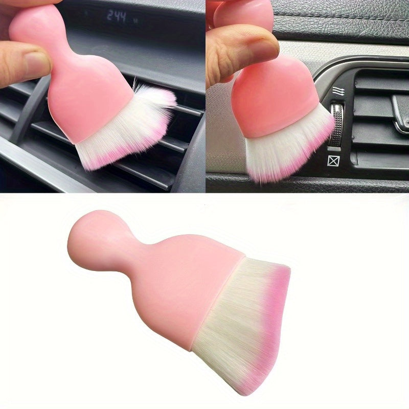 1pc Ultra-Soft Pink Car Detailing Brush with White Bristles - Interior Cleaning & Air Vent Dust Removal Tool for Easy Maintenance, Interior Maintenance | Compact Cleaning Tool | Easyclean Material, Car Cleaning Accessories